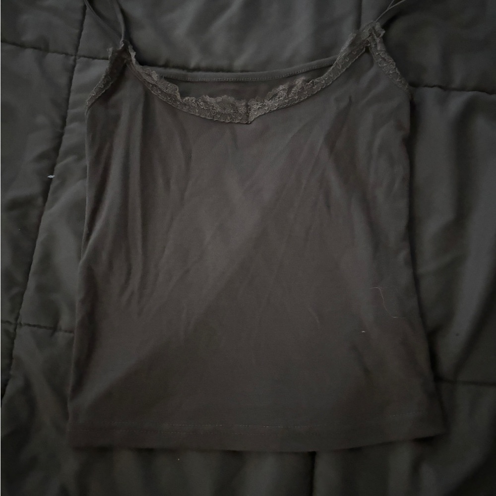 Grey Lace-Trim Camisole Tank Top - Women